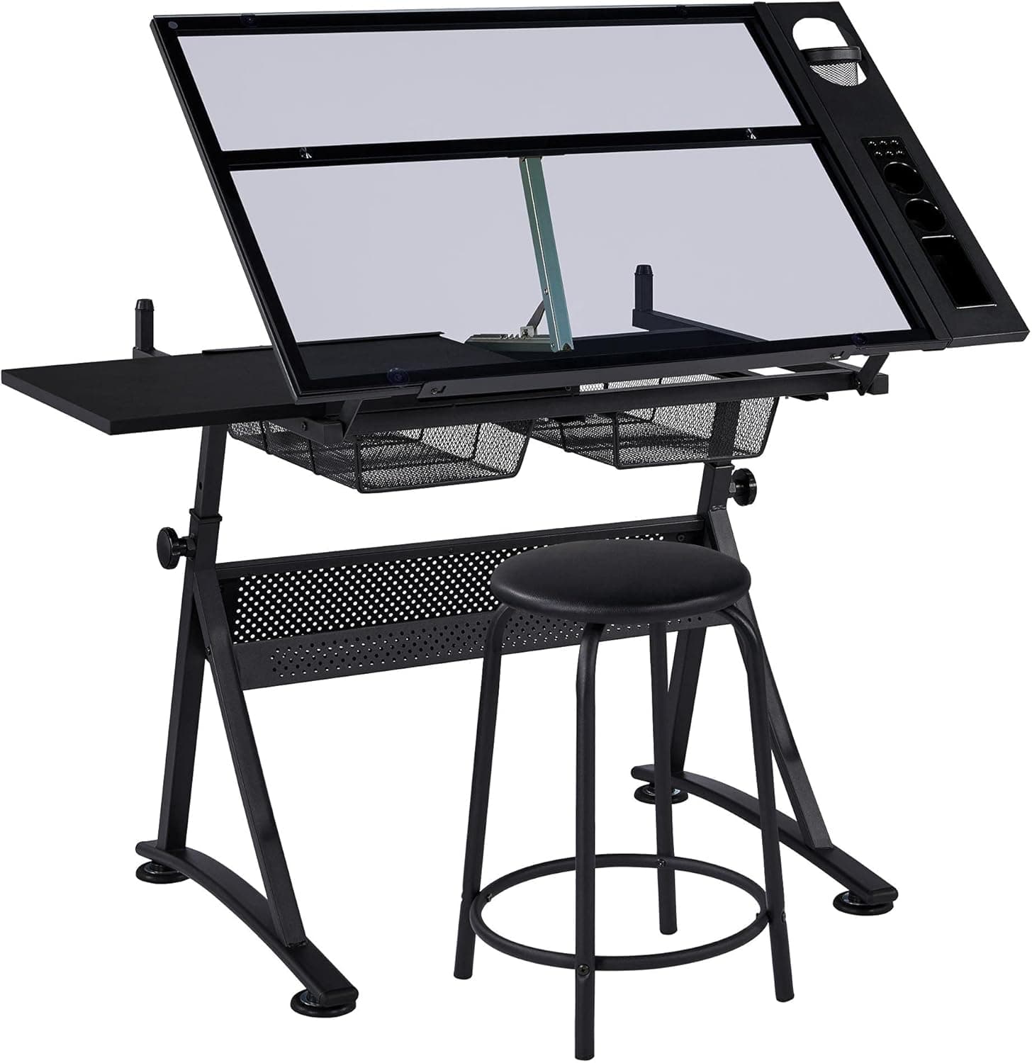 Amazon product: Yaheetech Drafting Table w/Stool Height Adjustable for backyard studio construction